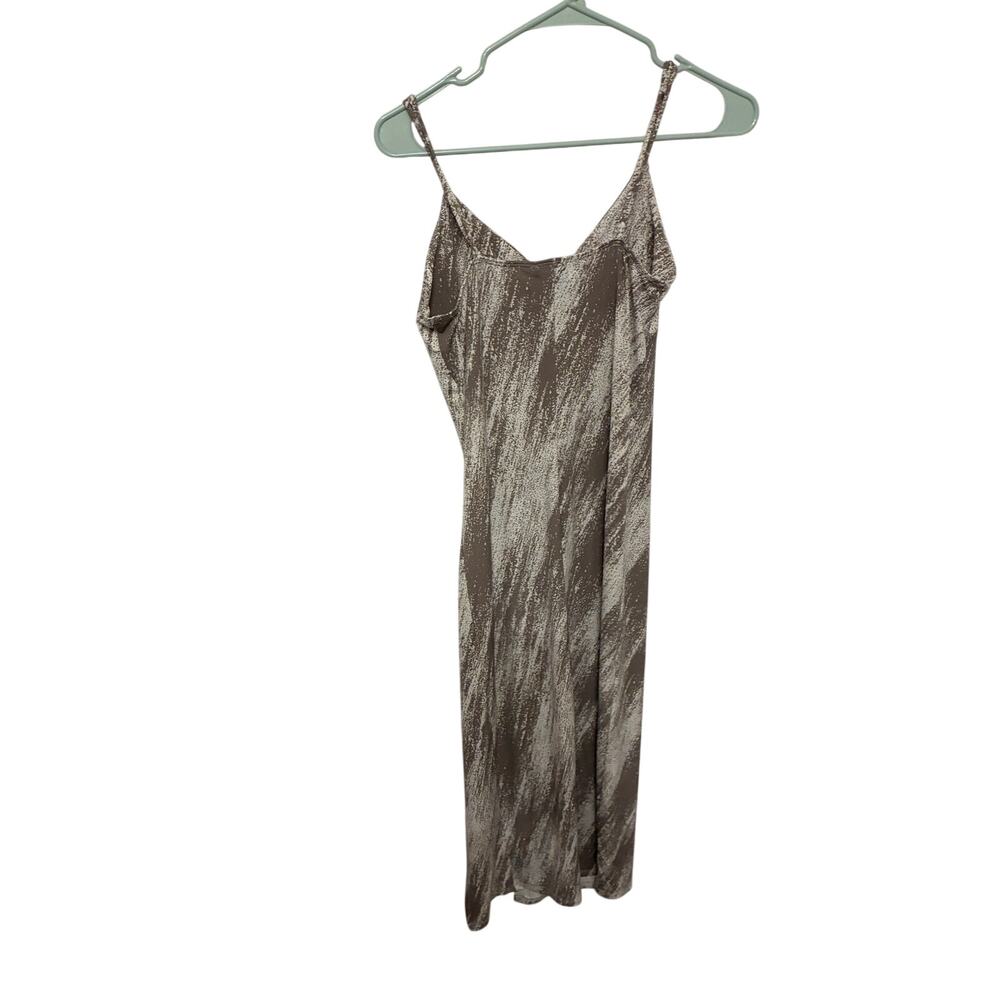 Forever 21 Sleeveless Midi Slip Dress M Beige Taupe Abstract Print Spaghetti - Picture 4 of 4